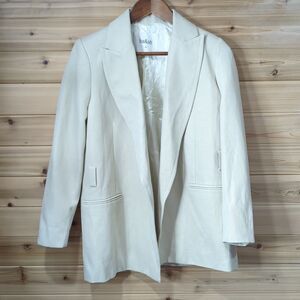 Ba&sh Jacket Womens XS Cream Linen Blend Open Front Blazer